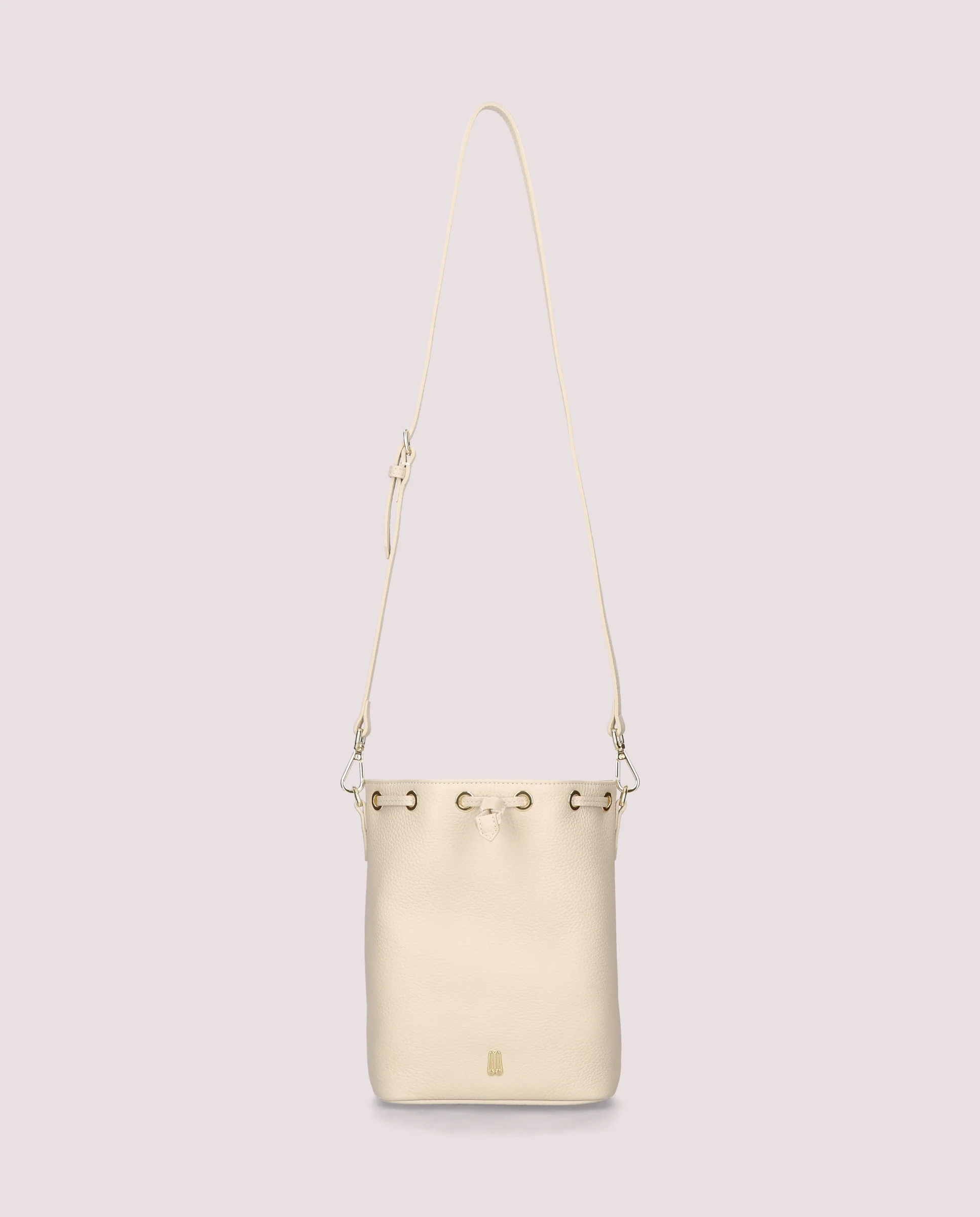 Bolso Bucket bag en piel color marfil - Image 3