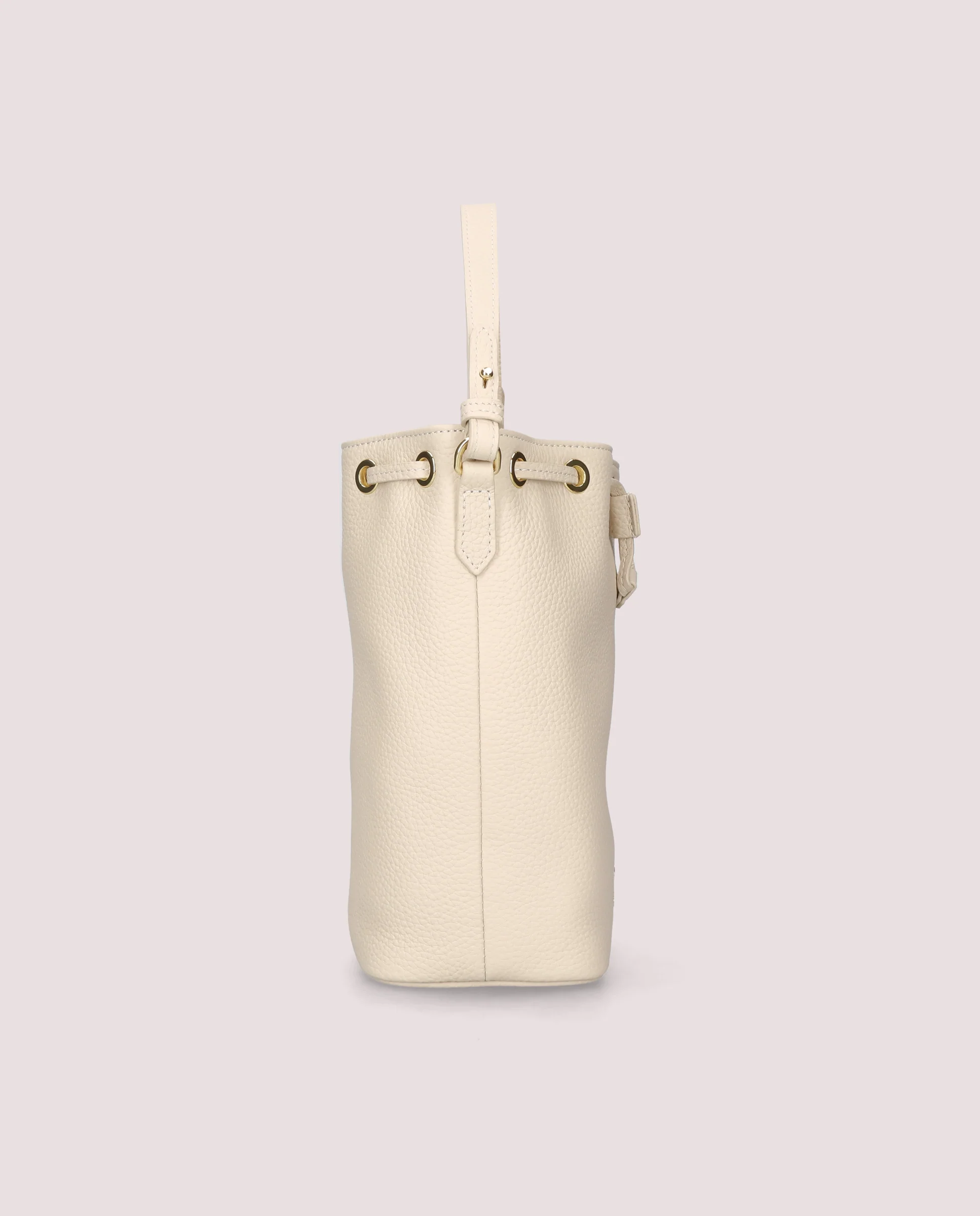 Bolso Bucket bag en piel color marfil - Image 5