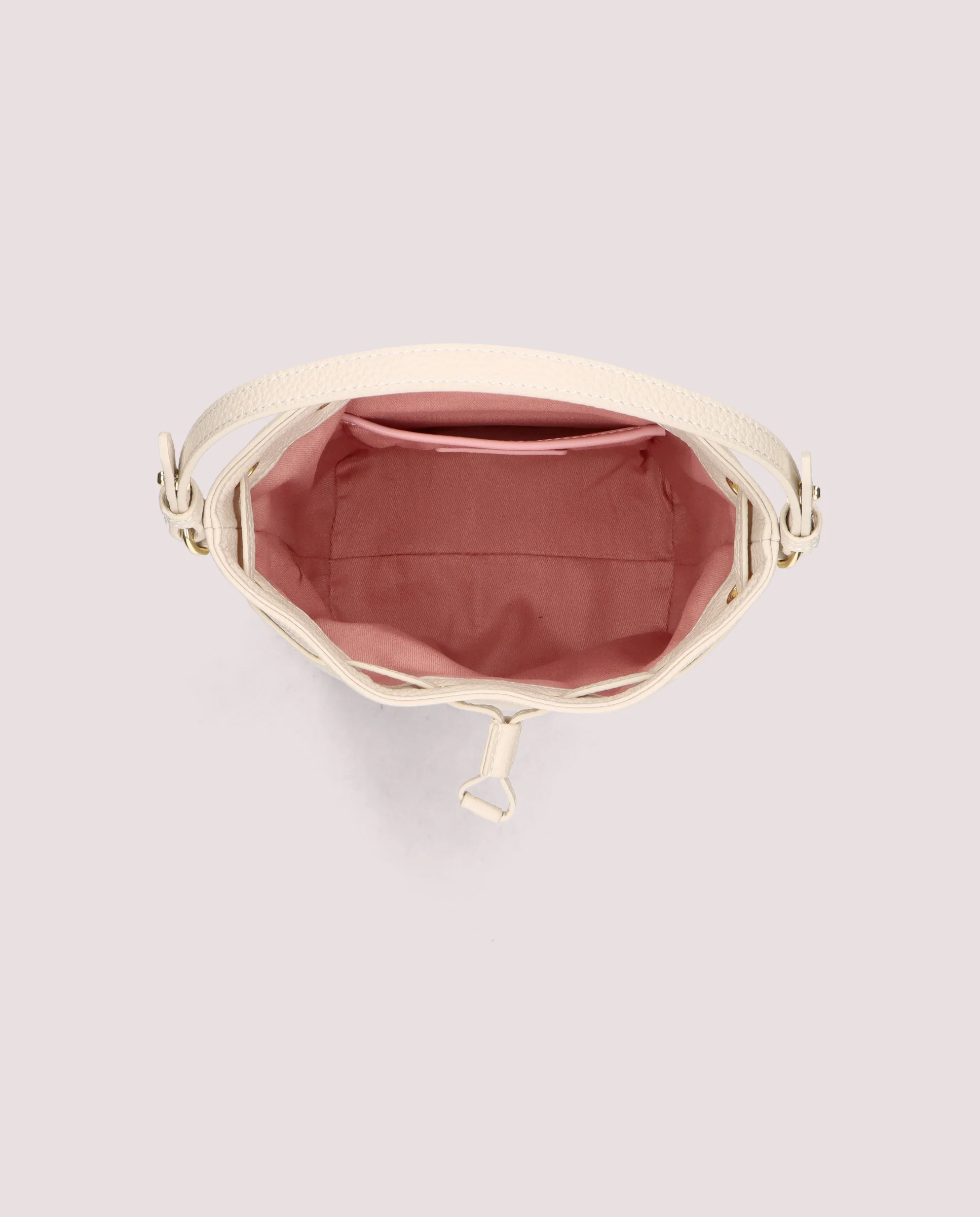 Bolso Bucket bag en piel color marfil - Image 6