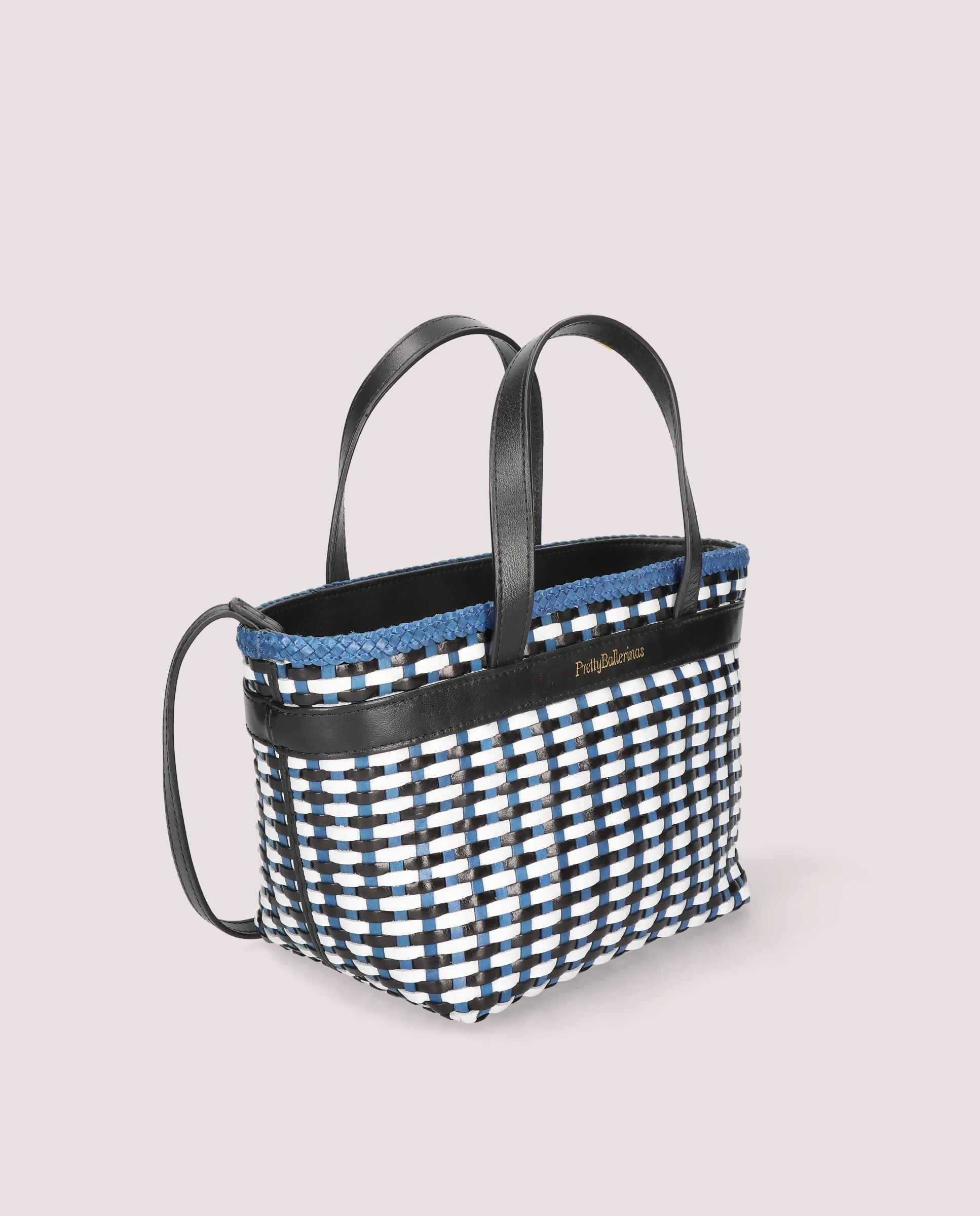 Bolso tote trenzado en piel multicolor - Image 2