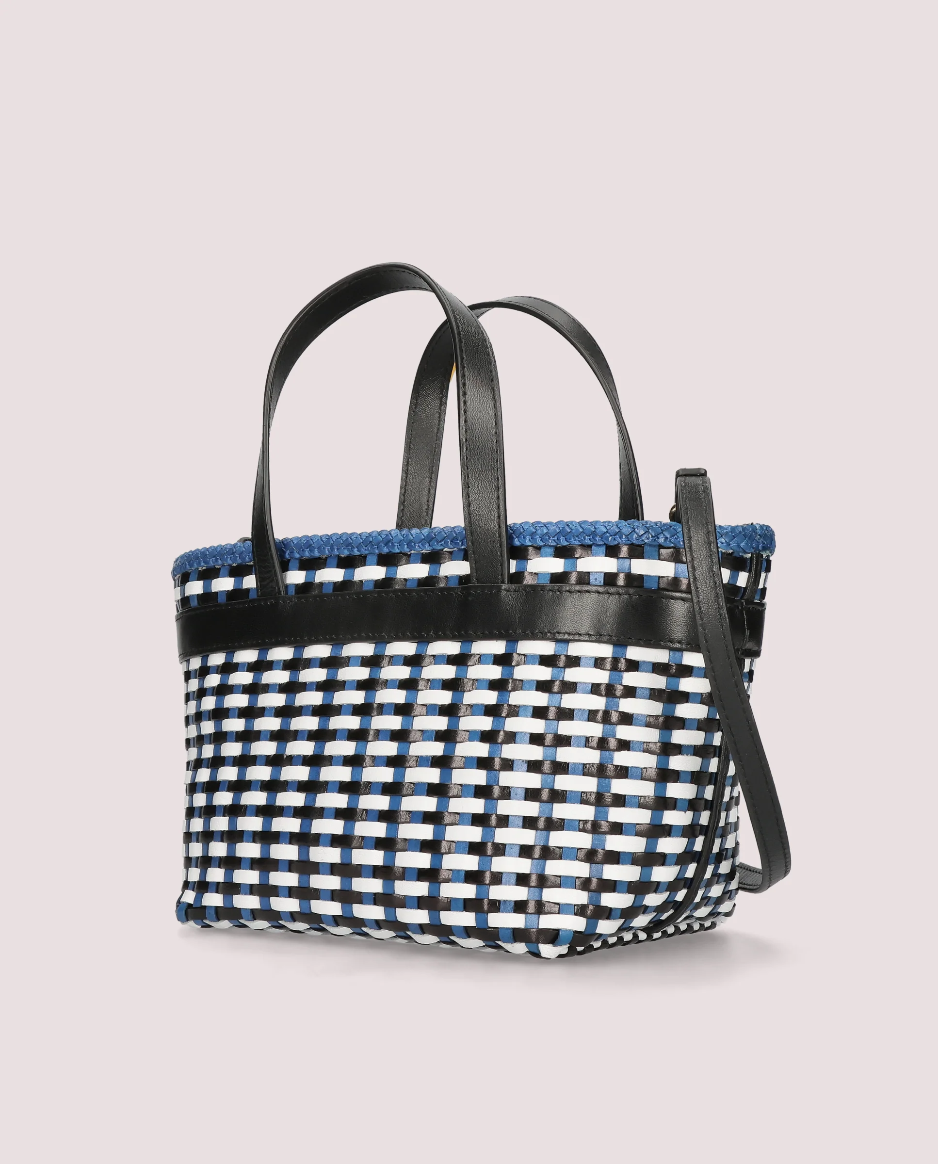 Bolso tote trenzado en piel multicolor - Image 4
