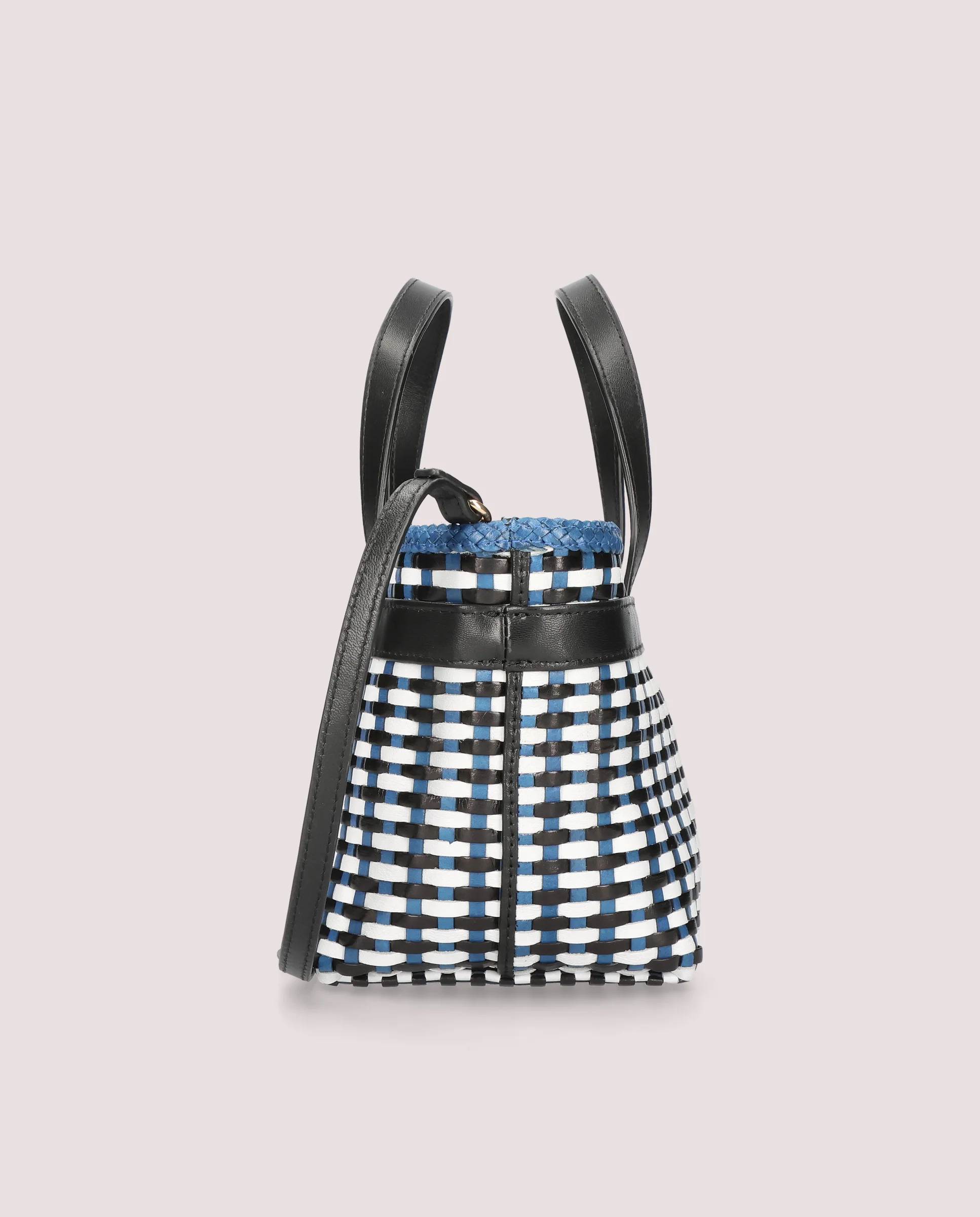 Bolso tote trenzado en piel multicolor - Image 5