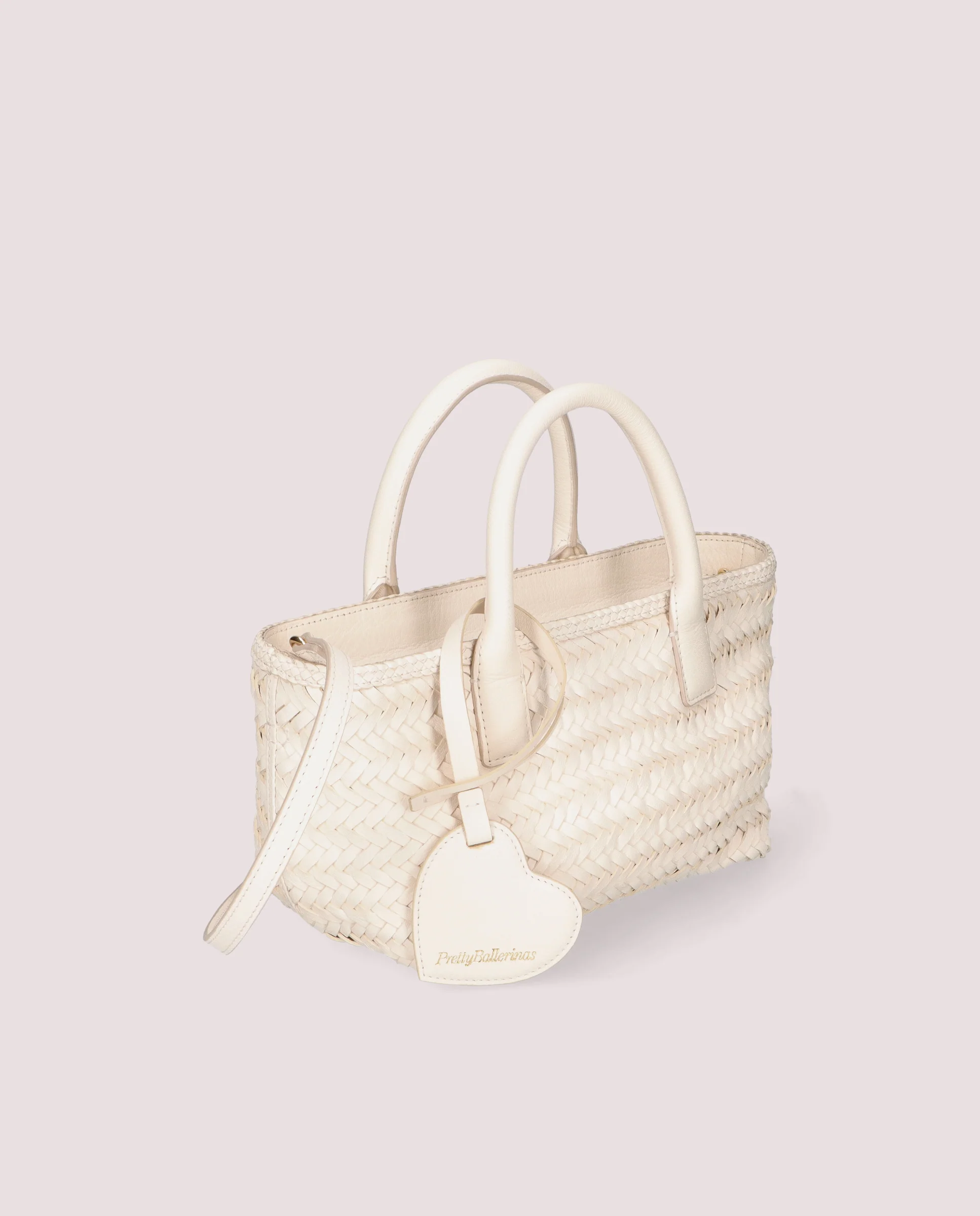 Bolsos Tote trenzado en piel color marfil - Image 2