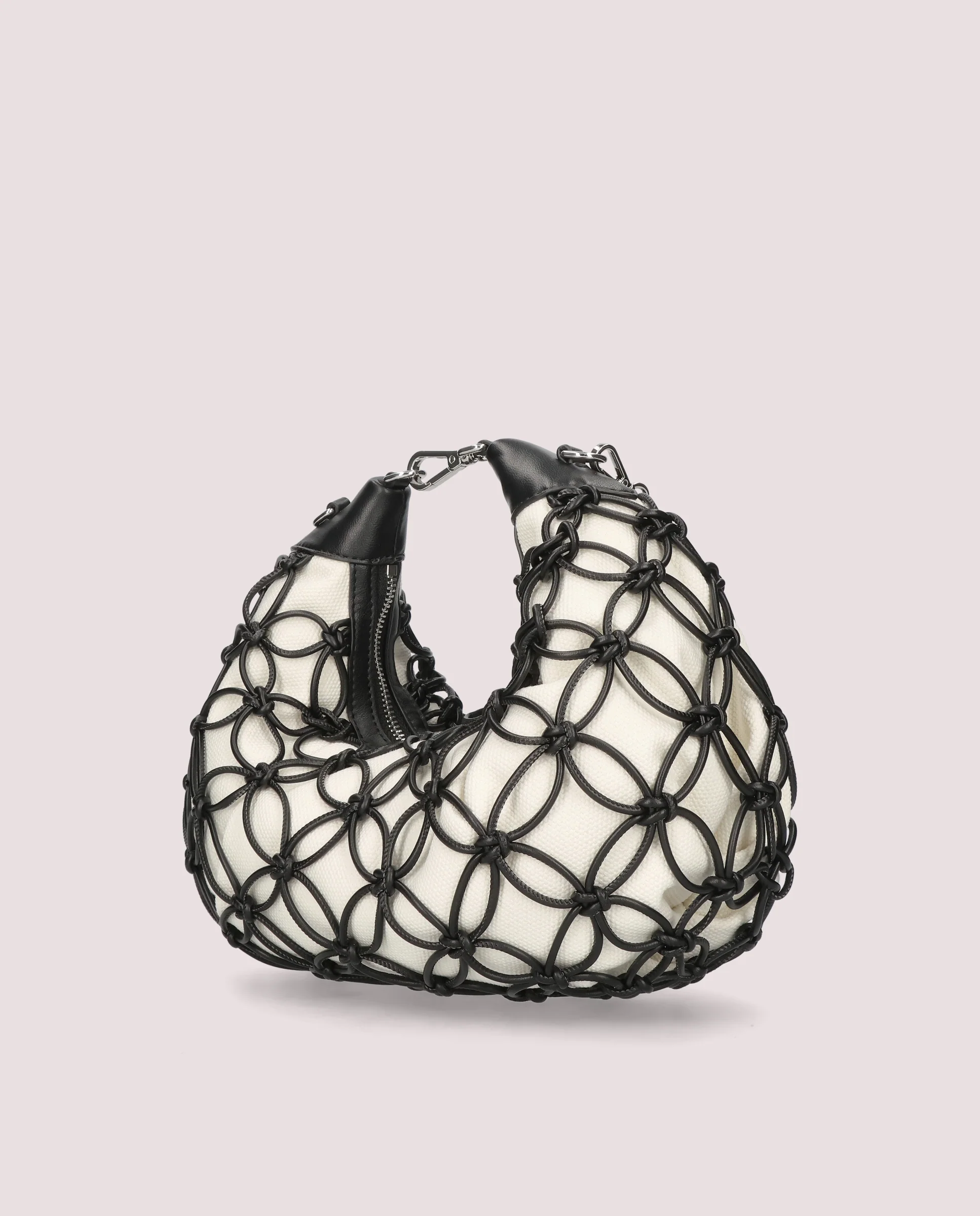 Bolso Ballerina en lona y trenzado de piel negra - Image 4