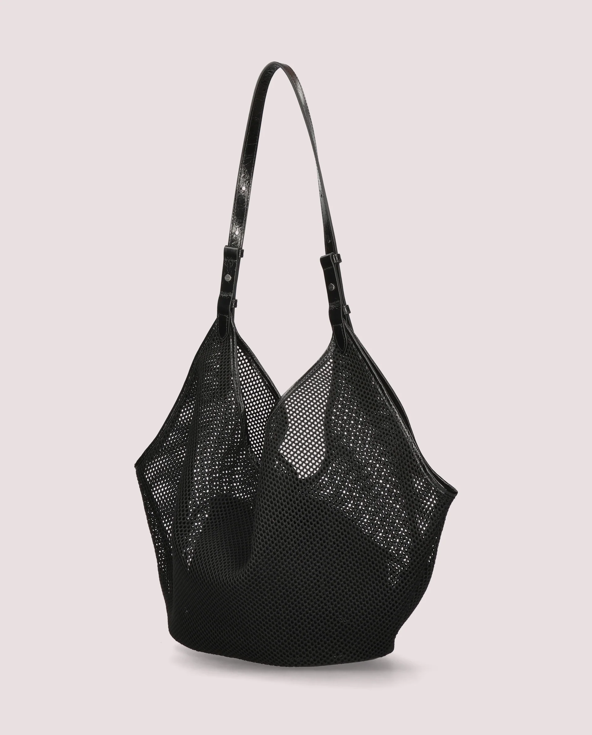Bolso Shopper en tela de red color negro - Image 4