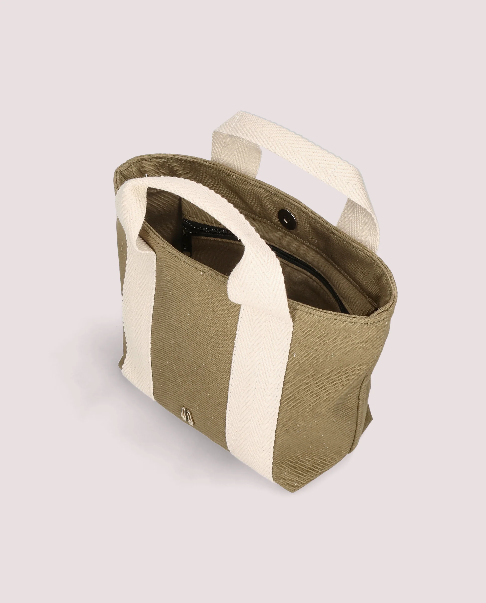 Bolso tote en lona color caqui - Image 6