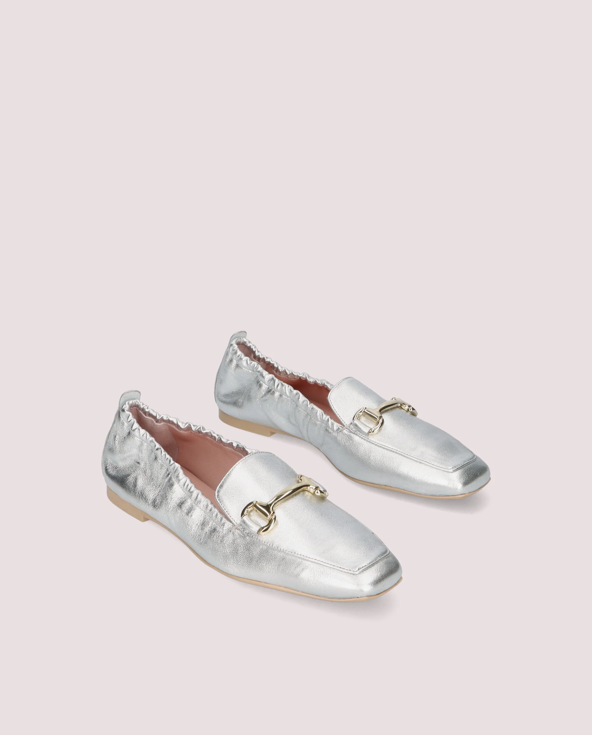 Loafers Camille Plateados Pieles metalizadas